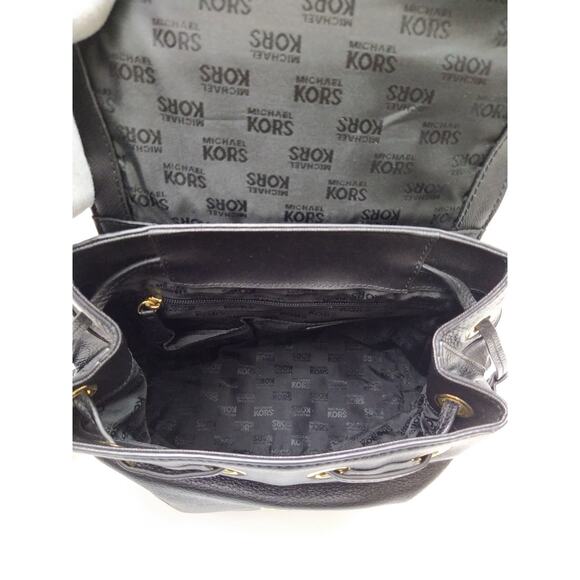 Michael Kors Black Pebbled Leather Top Handle Drawstring Backpack main image 13